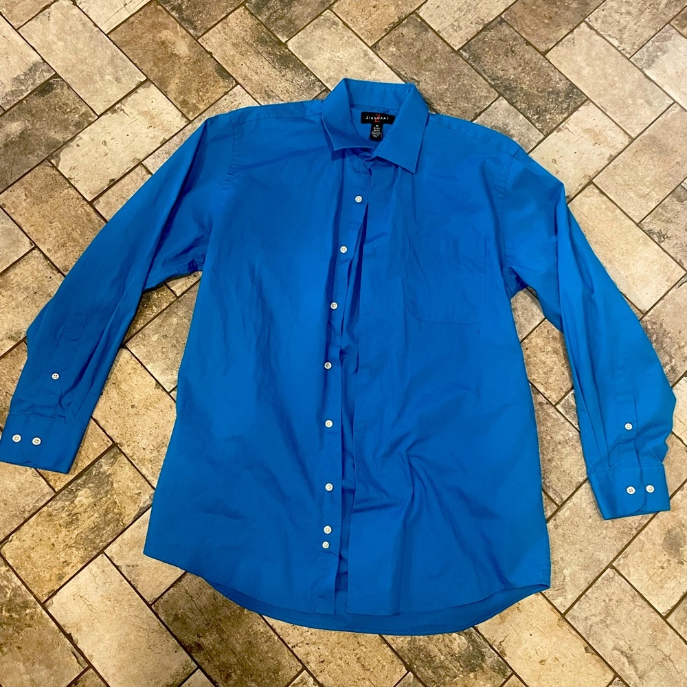 Turquoise/Aquatic Blue Ziggurat Button Up